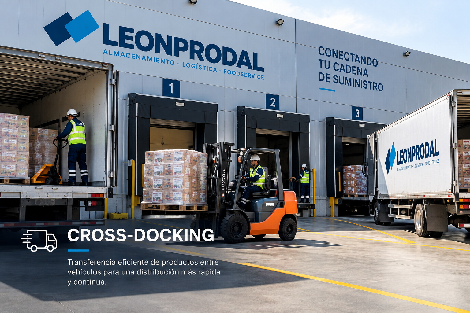 Operación de cross-docking y transferencia de productos entre vehículos
